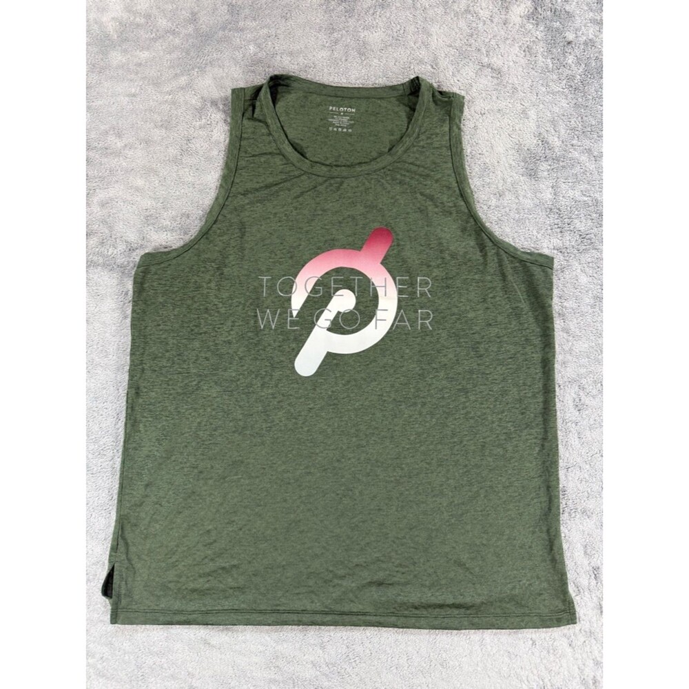 Peloton Women’s Agility Racer Tank Heather Green Together We Go Far Medium